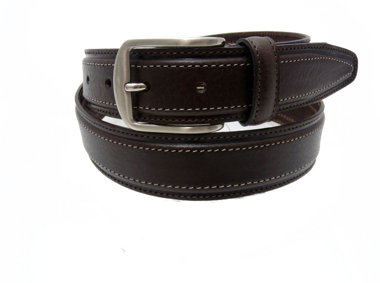 Curved leather belt - Dark Brown - 35 mm